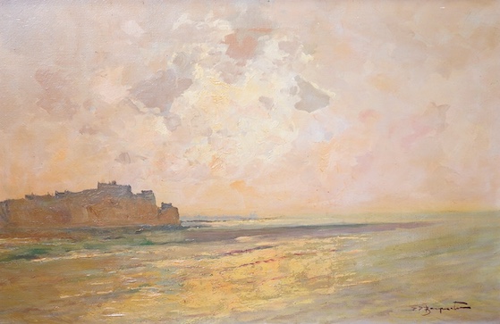 20th century, Seascape, indistinctly signed F. P. Brampton ?, oil on canvas, 39 x 60cm
